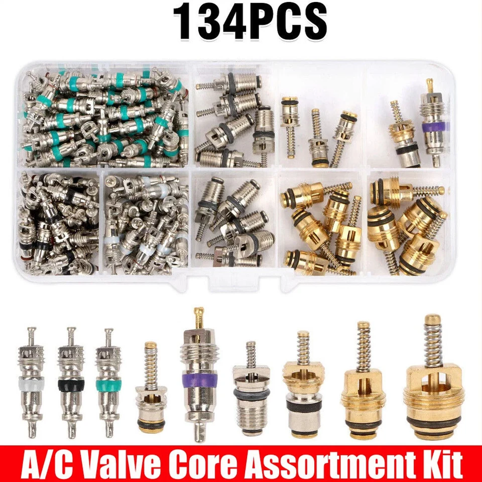 134Pcs R134a A/C Car Air Conditioner Valve Core Assortment Tools Replacement Kit - Image 3 of 4
