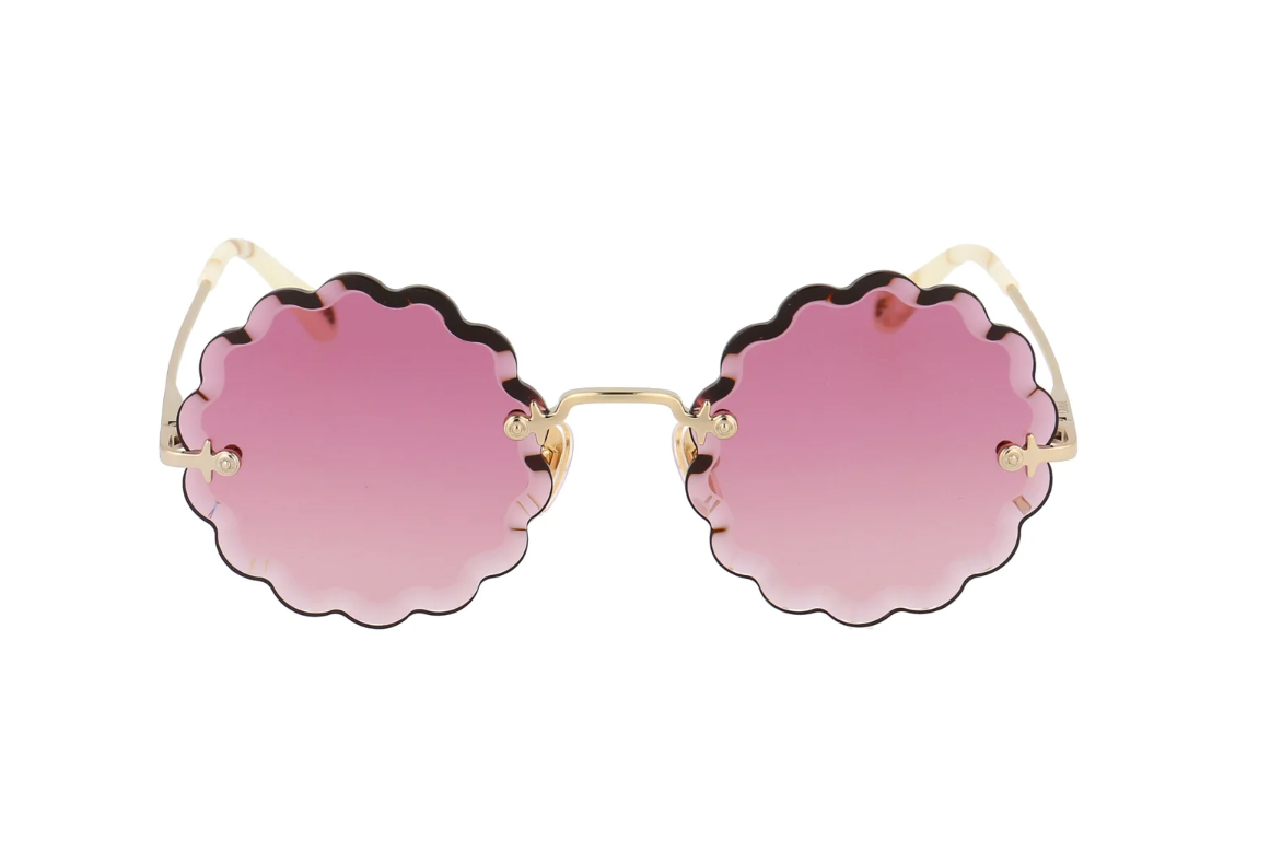 Chloé Rosie Round Flower-Shaped Sunglasses with Pink Lenses and  
