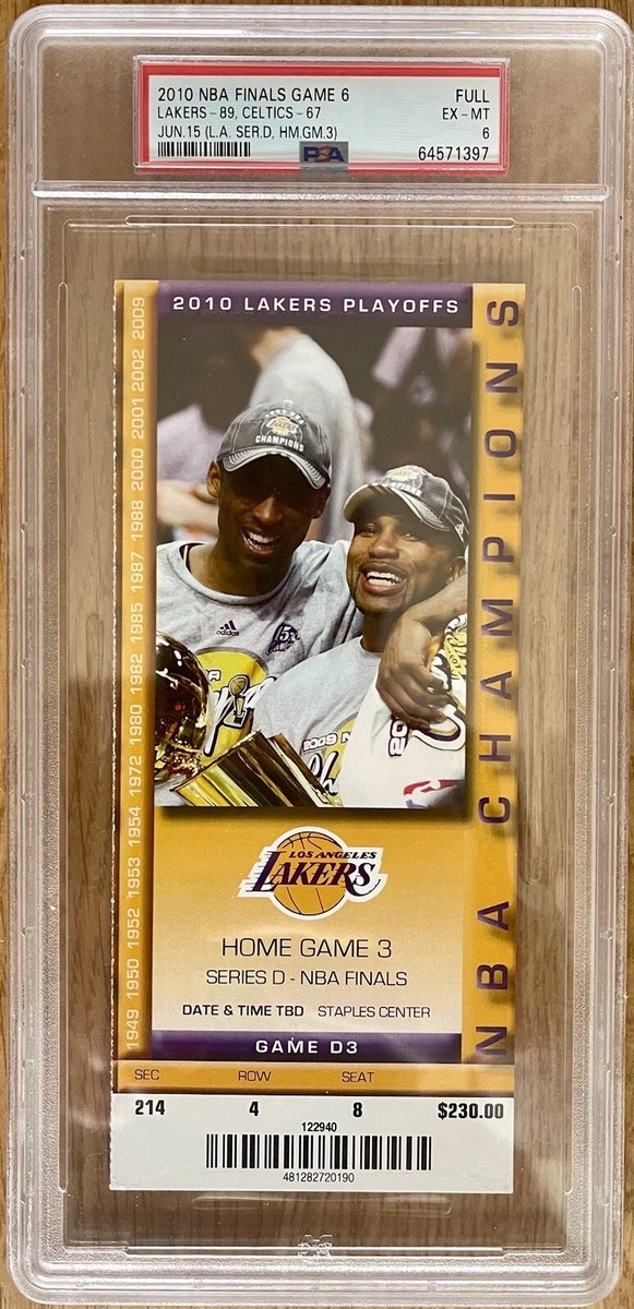 2010 NBA FINALS GAME 6 FULL TICKET LAKERS/CELTICS 6/15 KOBE BRYANT
