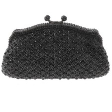 Hermatite Tone Metal Rhinestone Crystal Clutch Evening Bag HB6107-BLK