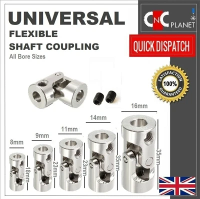FLEXIBLE SHAFT COUPLING COUPLER STEPPER MOTOR CNC Universal Flexible Shaft Coupling Coupler Motor U Joint Connector RC Boat Metal