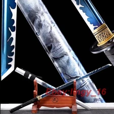 Lion Saya Japanese Ninja Sword Samurai Katana Blue T1095Carbon Steel Saber Knife