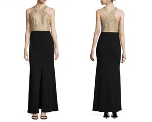 gold top black bottom dress