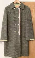 Noa Noa Tweed Coat Vintage Boucle Coat Green Mix Size Xl Padded Green Lining Vgc