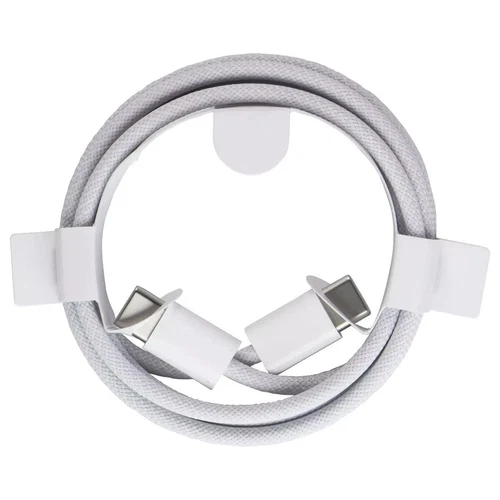 White 60W C-C braided cable with two USB-C connectors, displayed on a plain white background.