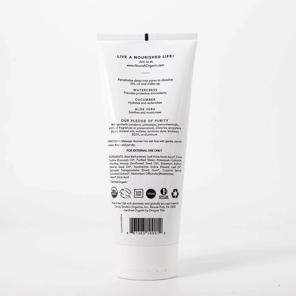 Nourish Organic Moisturizing Face Cleanser with Watercress & Cucumber 6.0 Fl Oz - Image 2 of 2