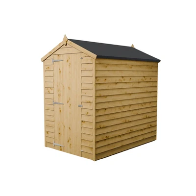 Waltons 6x4 Wooden Garden Shed Overlap Apex Single Door Windowless Outdoor Store