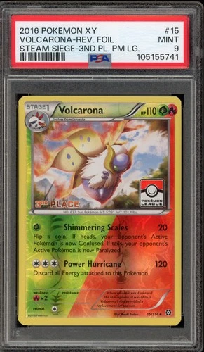 Pokemon Volcarona Pokemon League 3rd Place Reverse Holo #15 PSA 9 Mint