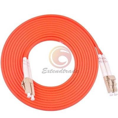 LC UPC to LC UPC Duplex 50/125 OM2 Multimode Fiber Optic Patch Cord Cable 15m #b