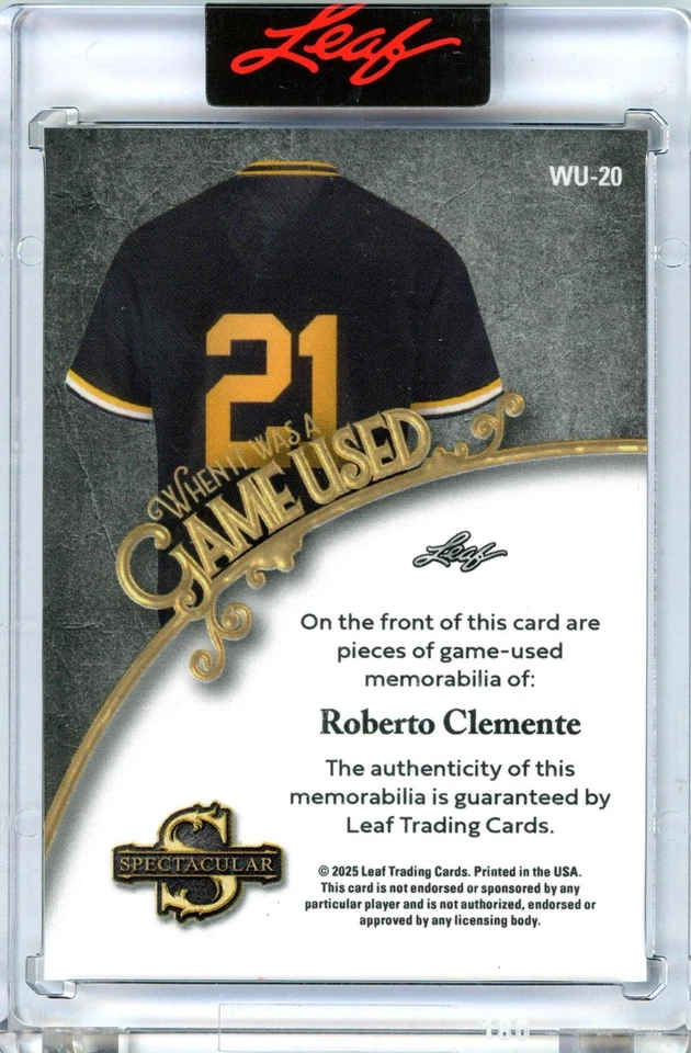 Roberto Clemente 2025 Hoja Espectacular #WU-20 Cuando Era Juego Usado Doble Bate/20 Foto 2 de 2
