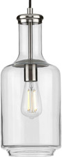 Coastal 1-Light Clear Glass Pendant Light in Brushed Nickel Finish