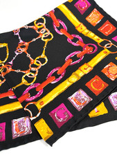 GUCCI Horsebit 100 Silk Scarf, Black, Made in Italy