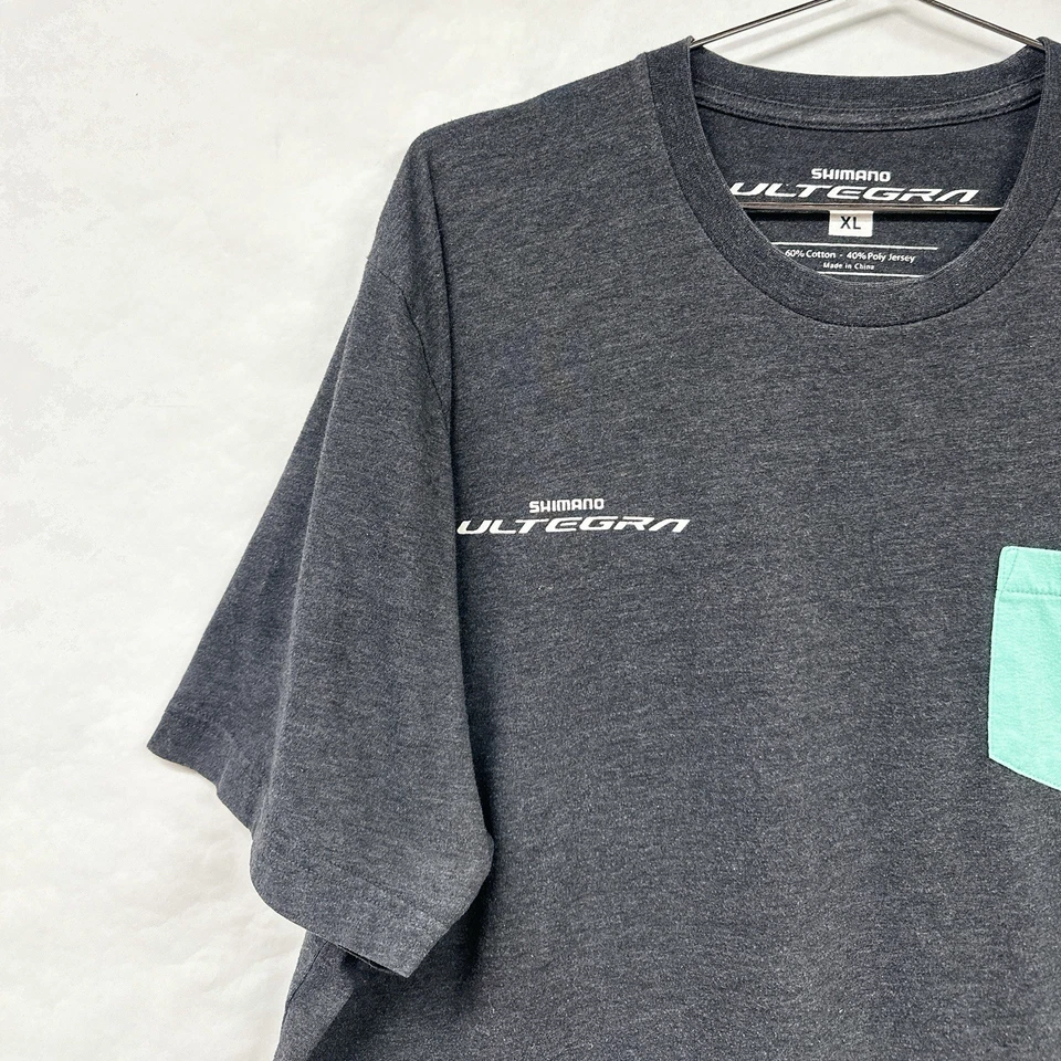 Shimano Ultegra T Shirt Heather Gray Teal Pocket XL #myultegra Bike Shop - Image 3 of 4
