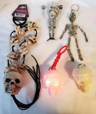 Lot Of Halloween Skeleton Skull Necklace Keychain Noisemaker Light Up Pirate