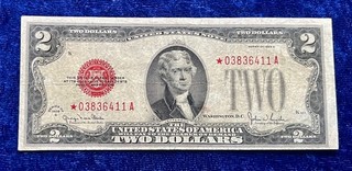 1928 STAR NOTE $2 Two Dollar RED SEAL United States Banknote 1928 G Star Note
