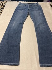Cache Contour Collection Slghtly Distressed Bootcut Jeans w/ Embroidery. Size 6