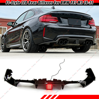 For BMW F87 M2 16-21 Rear Bumper Diffuser Extension Lip W/ LED