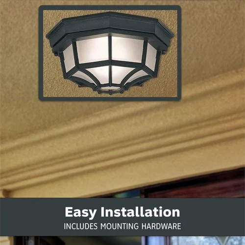 Designers Fountain 2067-BK Builder Cast Outdoor Flush Mount Ceiling Light, 1... - Picture 5 of 6