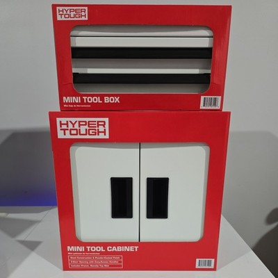 Hyper Tough Mini Tool Cabinet & 2 Drawer Tool Box Storage Bundle Set - WHITE NEW