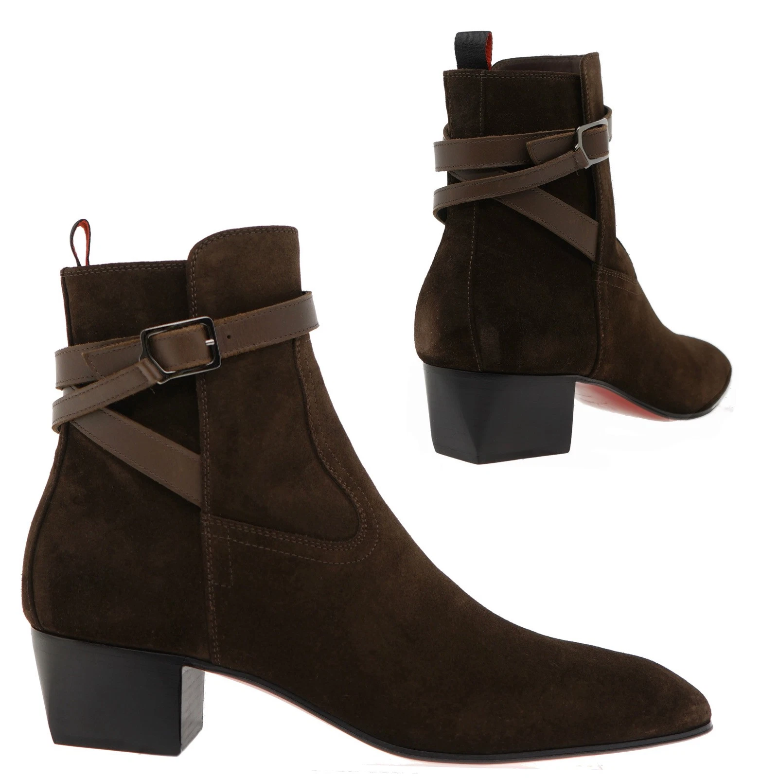 Christian Louboutin — Christian Louboutin Rosalio Jodhpur Boots Brown Suede Leather Size 9 US New