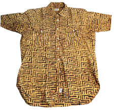 VTG Ascot Chang Mens L Shirt Short Sleeves Button Up Yellow Gold Custom Made New