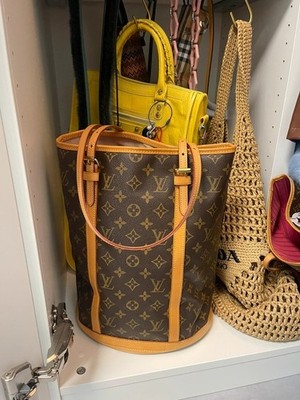 ** LOUIS VUITTON BUCKET BAG TASCHE GM NEUE RIEMEN LV PARIS FASHION BLOGGER**