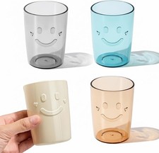 4Pcs Bathroom Tumbler Toothbrush Cups Smiley Unbreakable Toothbrush Holders