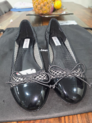 Steve Madden Women s Black Mesh Ballet Flats Bow Round Toe Slip-On US 8.5