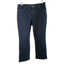 Lee Women's Petite Relaxed Fit Mid Rise Straight Leg Dark Blue Jeans Size 16P