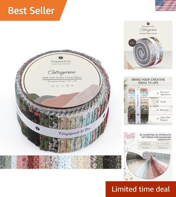 Floral Jelly Roll Fabric Bundle - 40 Soft Cotton Strips for DIY Projects