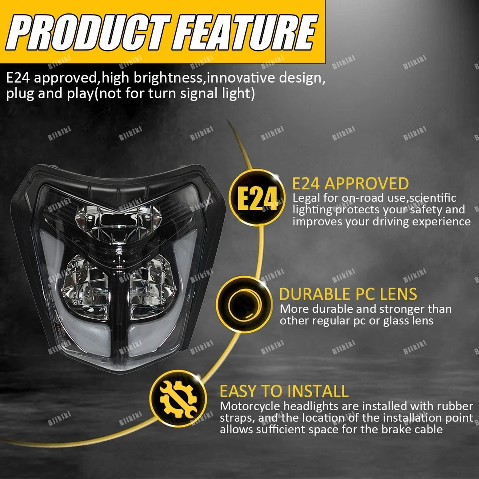 Faro LED + Máscara Naranja con DRL para KTM EXC XC MXC 250 450 520 525 530 Dirt Bike Foto 4 de 4