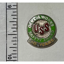 USS Geneva Works 10 Year Safety Award Pin Vintage Industrial Memorabilia