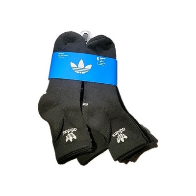 Adidas Men's 6-Pairs Large Cushioned Quarter Crew Socks Black Arch Compression