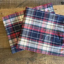 2 Vintage LAUREN RALPH LAUREN Standard Pillow Shams Tartan Madras Plaid Preppy