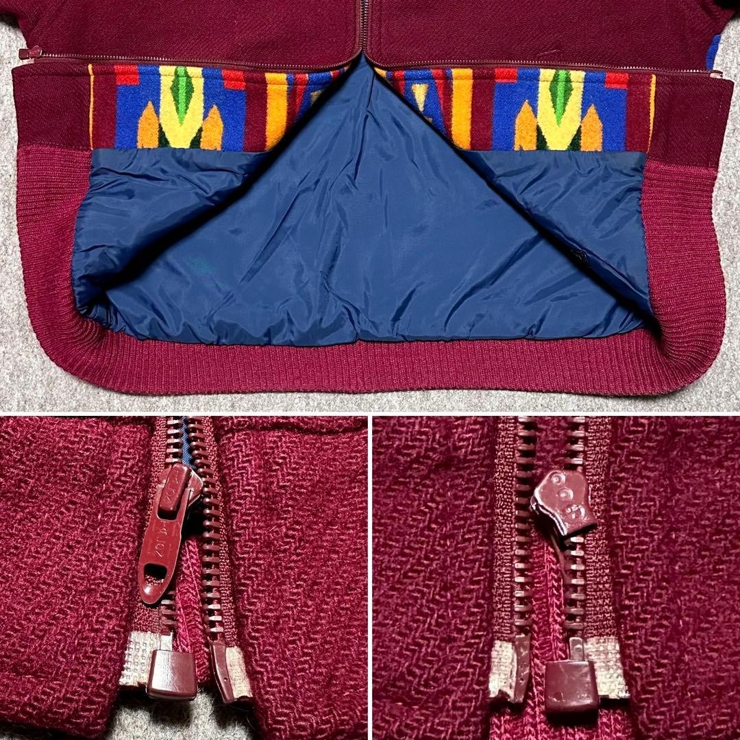 Pendleton Wool Jacket Burgundy Native 70s High-Gr… - image 9