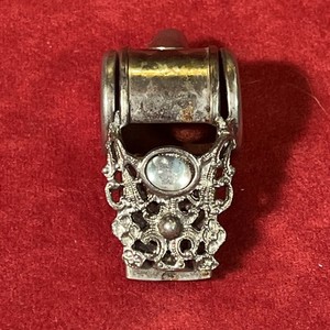 Jeweled Whistle Silver? Intricate Design Beautiful Working Handmade