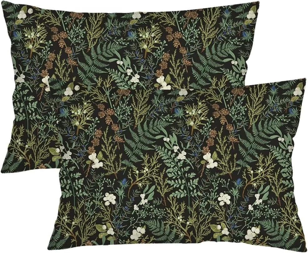 Green Plant Throw Pillow Cover Queen Size Set of 2 Black Green Botanical Leaf Pi
Opens in a new wind