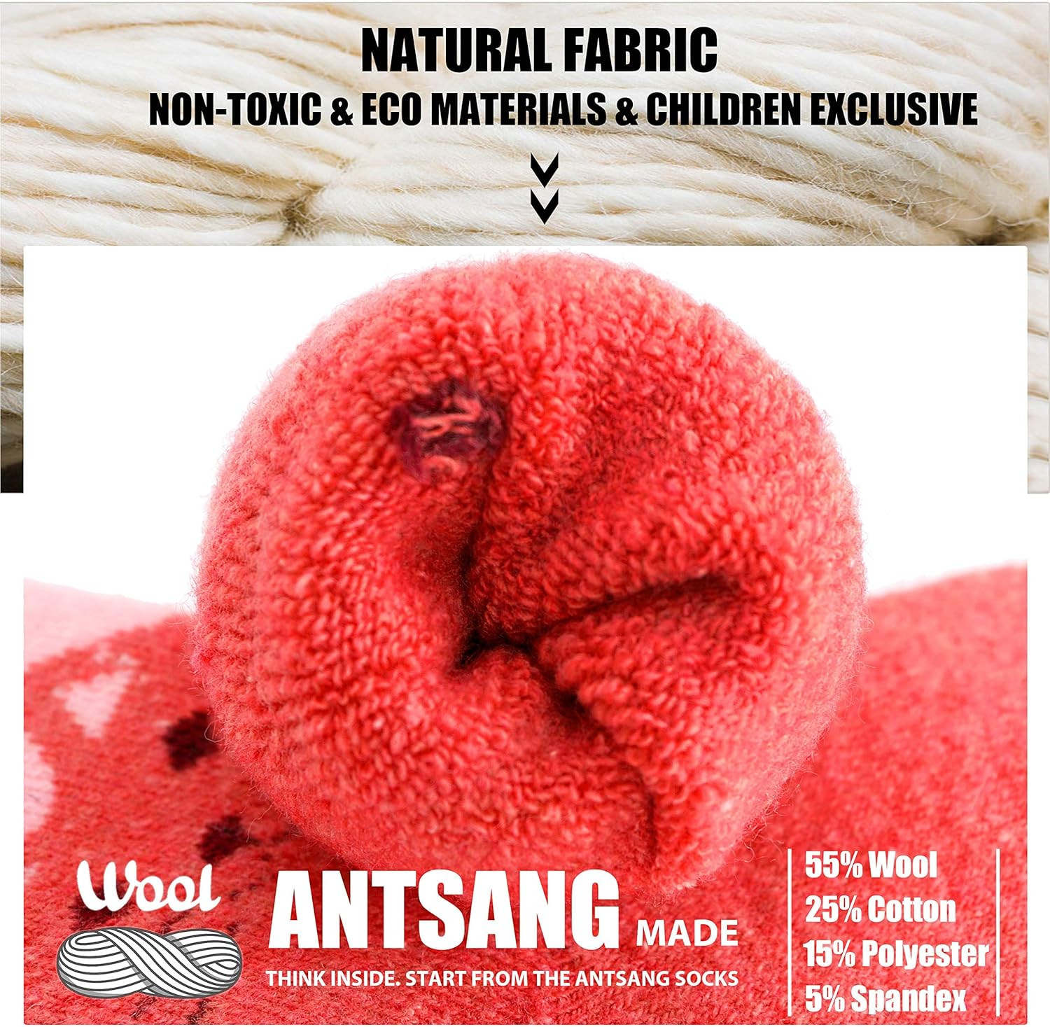 Kids Merino Wool Hiking Socks Warm Thermal Crew Boot Socks 6 Pairs