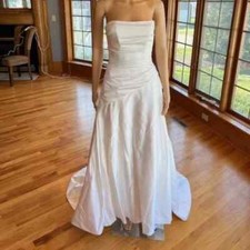 * Maggie Sottero Ivory Strapless Ruched Corset Wedding Gown Bridal Dress Size 6
