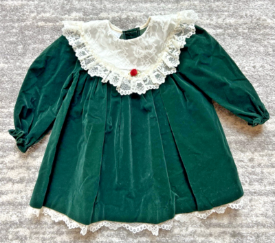 green emerald velvet dress Evergreen Velour Smocked Dress – Doodlebug's & Grow Children's Boutique main image 0