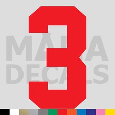 Number Three 3 Vinyl Die Cut Decal Sticker - Jersey Sport Athlete Varsity