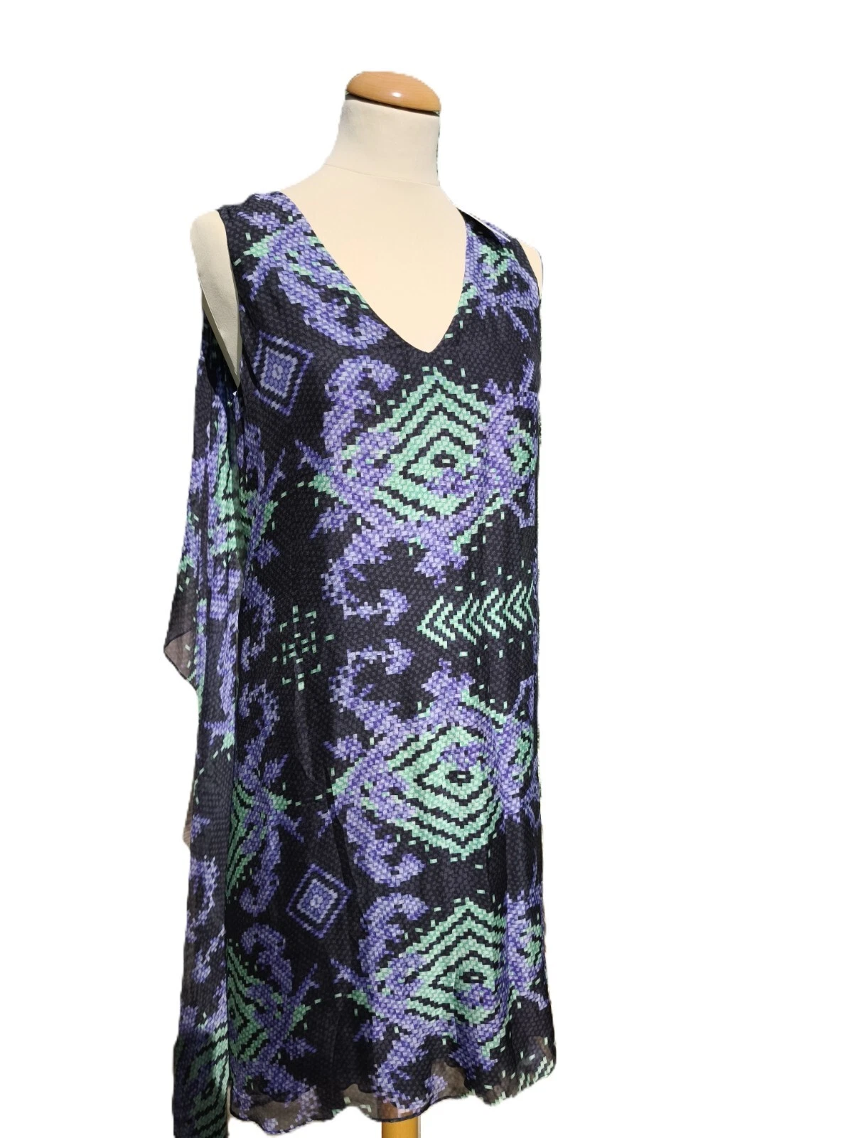 Abito in seta VERSACE COLLECTION nero e viola con cambio nuovo taglia L