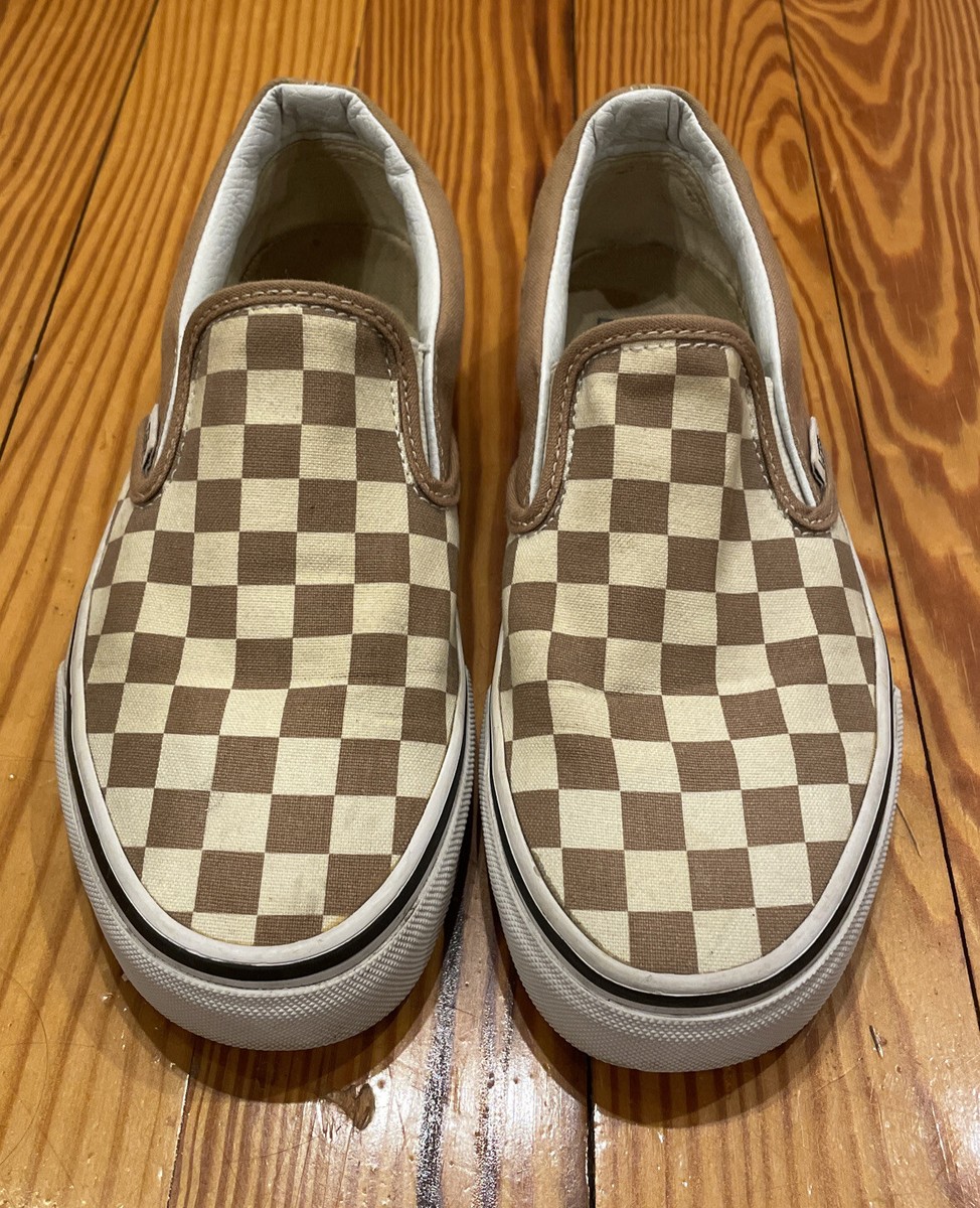 Vans Checkerboard Slip-On Loafers - Brown/White Classic Slip-On Platform Checkerboard Shoe in Checkerboard  main image 3