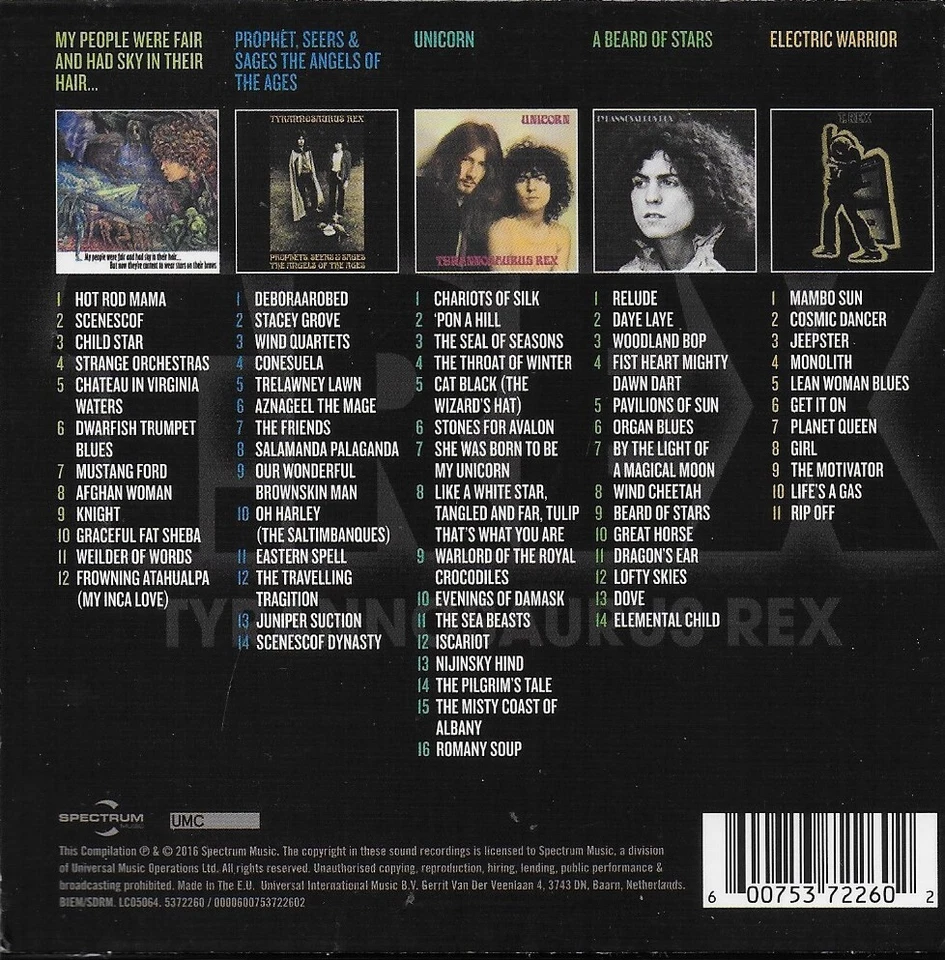 T. REX - 5 Classic Albums - Boxset - Audio CD - Unicorn, Beard, Warrior, Prophet - Image 2 of 2
