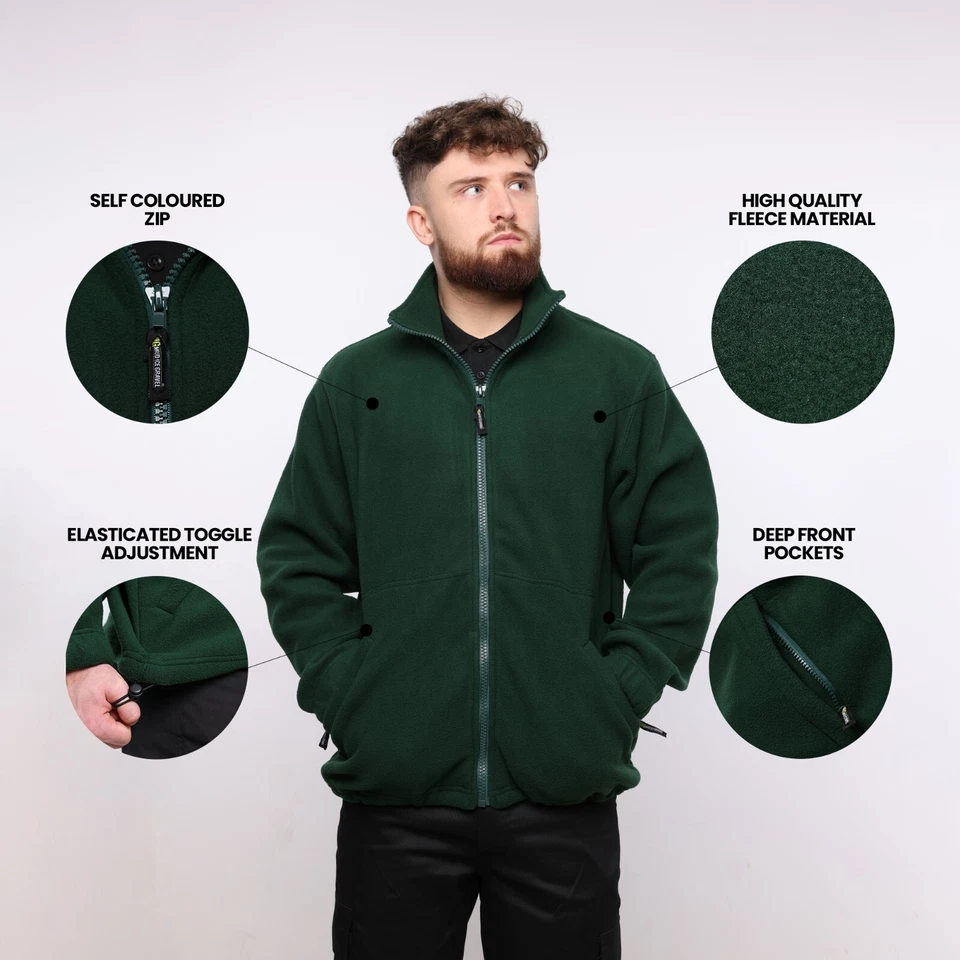 Mens MIG Classic Fleece Jacket Full Zip Size S to 5XL - WARM WORK & CASUAL COAT - Image 2 of 4