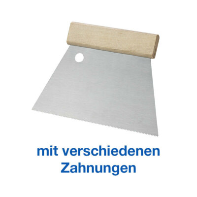 Zahnspachtel Rippenspachtel Spachtel gezahnt 18x13 cm A1 A2 B1 B2 C1 C2 C3 C5
