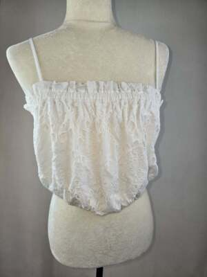 #ad NWT EXPRESS Size XL Women#x27;s White Strap Tube Top Tank Top Lace Eyelet $7.50