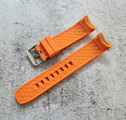Correa de reloj de buceo de goma de silicona con extremo curvo 22 mm negro gris naranja azul - Imagen 12 de 17