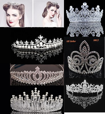 Bridal Crystal Tiara Crown Comb Hair Rhinestone Wedding Pearl Headband Gift S8C