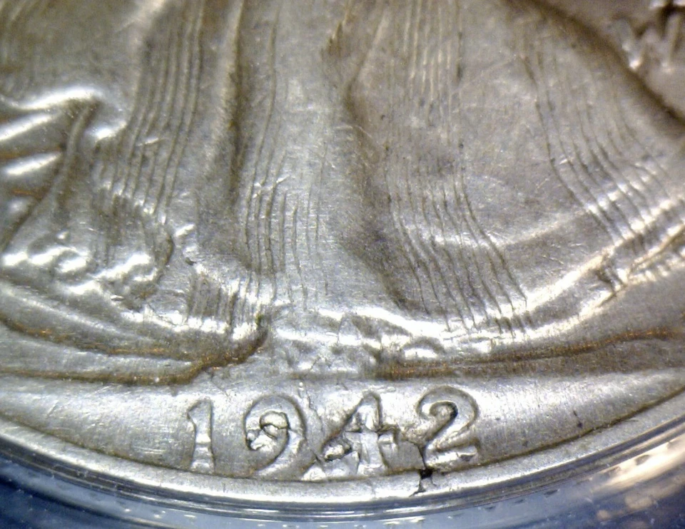 1942 ERROR ANACS EF45 LAMINATION Walking Liberty SILVER Half Dollar XF Coin NR - Image 4 of 4